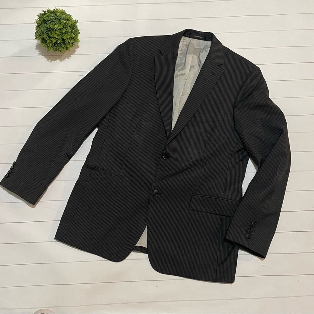 Hugo Boss Gray‎ Pinstripe Blazer Suit Coat Jacket Office Mens Size 42R